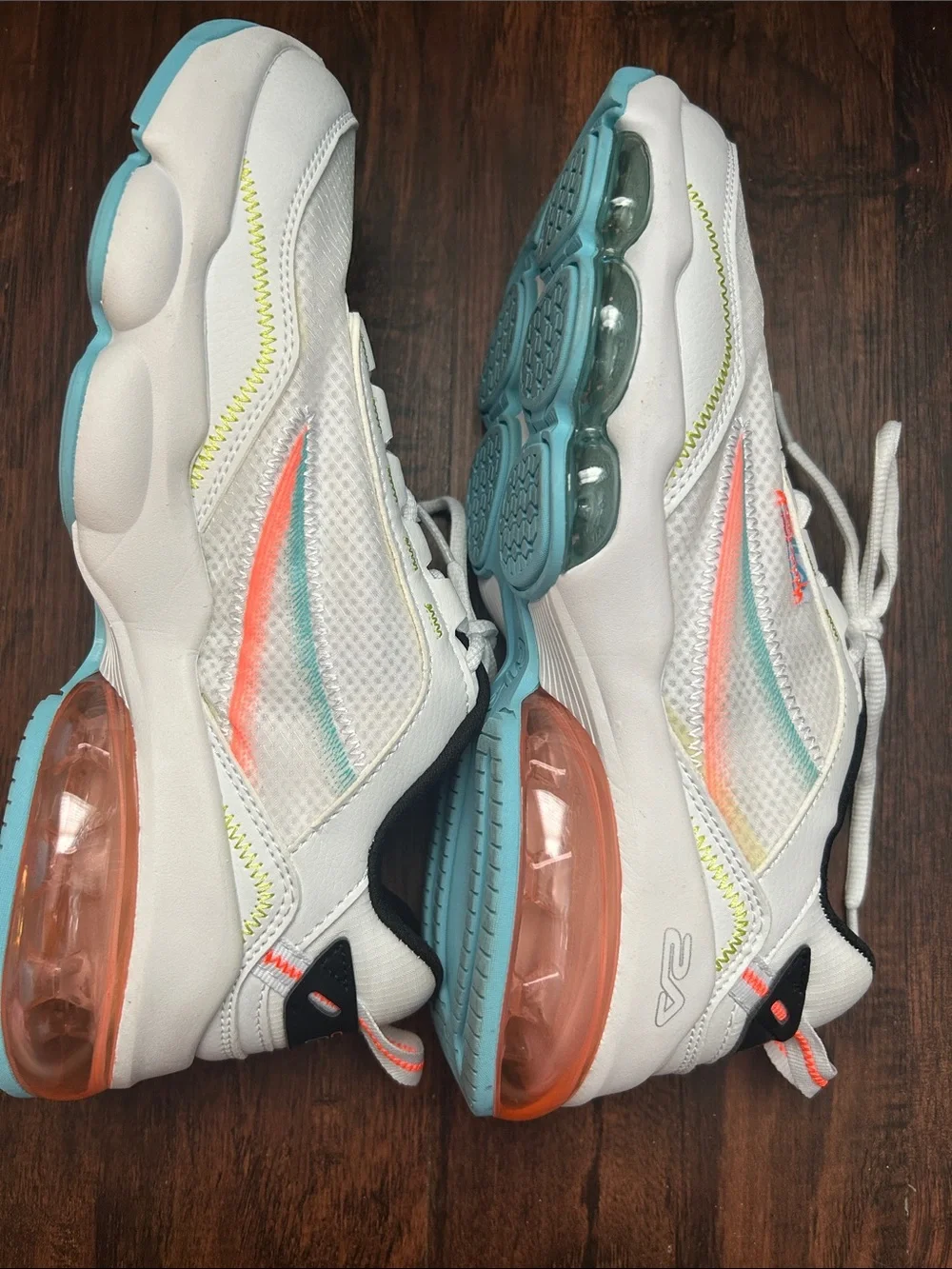 FILA White Sneakers with Coral and Aqua Accents